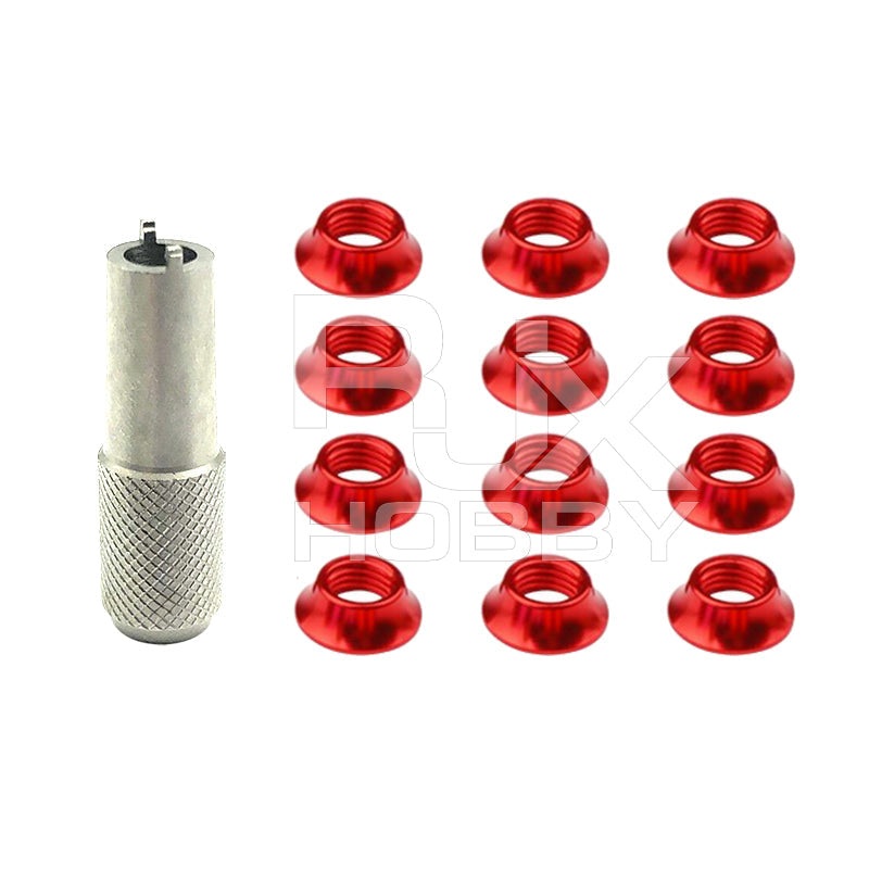 RJX 12PCS STAR POWER RC Transmitter Switch Nuts + Wrench Tool for Futaba/JR/RadioLink/FS (Not X9D/X10S) Blue