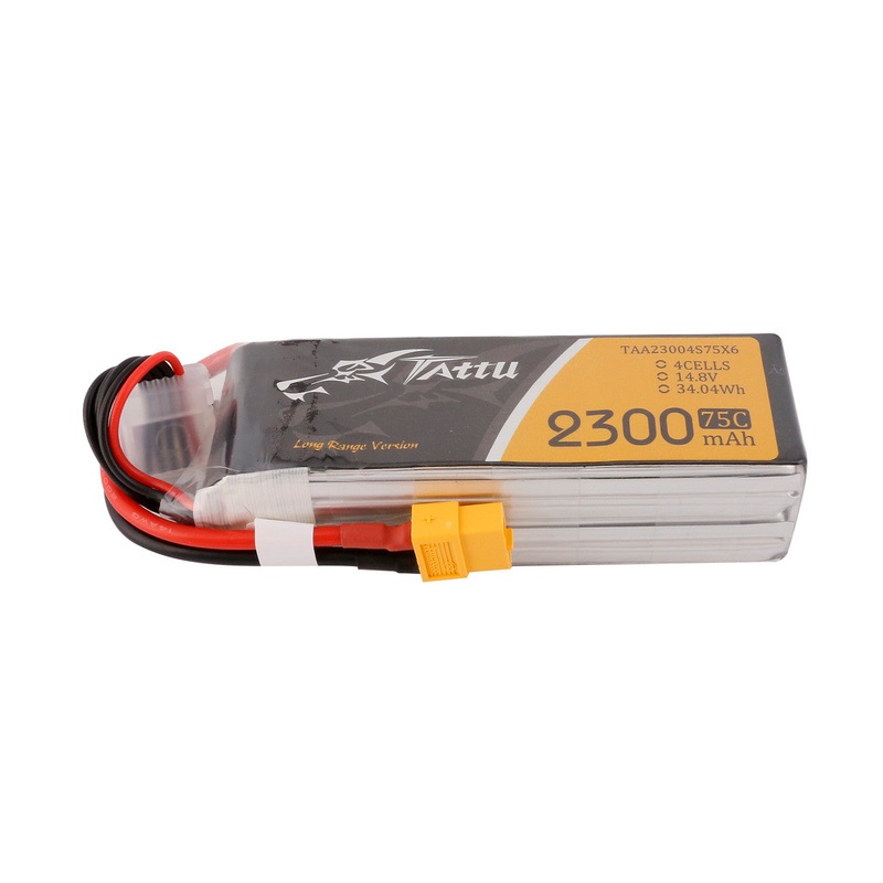 Tattu 2300mAh 4S 14.8V 75C LiPo Battery Pack with XT60 Plug, 4S1P, JST-XHR-5P Balance Lead