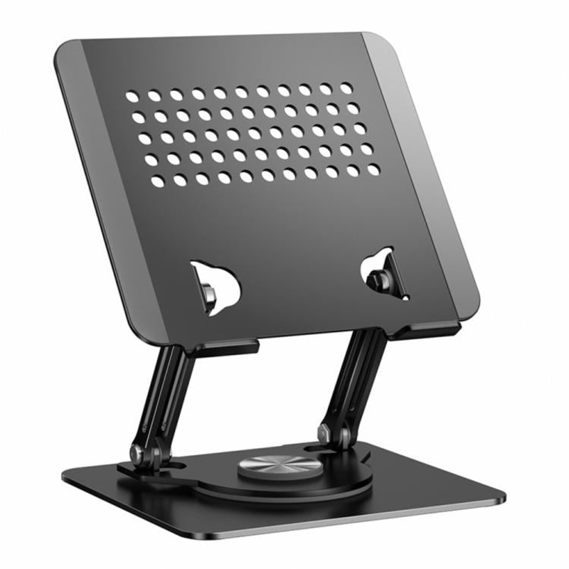 0032 For Laptop / Tablet Rotating Stand Adjustable Height Angle Metal Desk Cooling Rack(Black)
