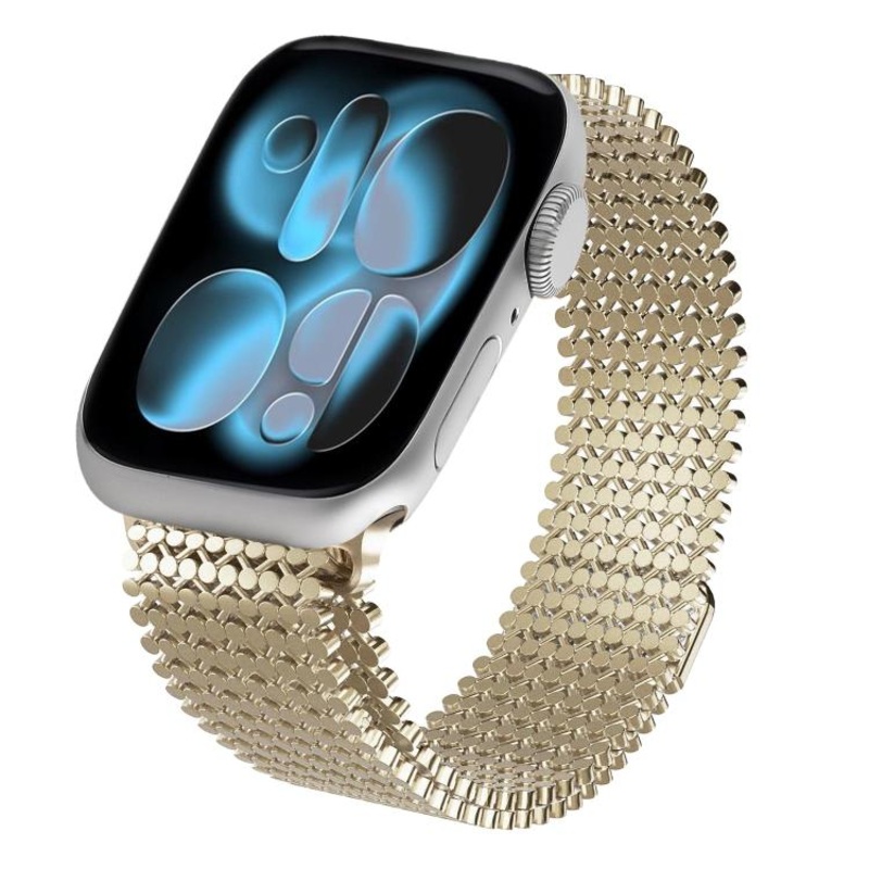 For Apple Watch 42mm / 41mm / 40mm / 38mm Molecular Arrangement Magnetic Stainless Steel Watch Band(Champagne Gold)