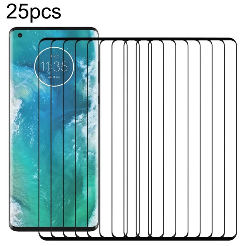 For Motorola Edge+ 25pcs Full Glue 9H HD 3D Curved Edge Tempered Glass Film(Black)