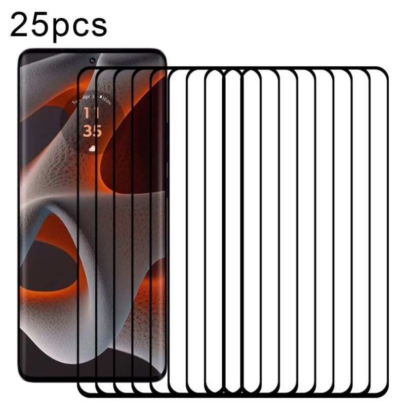 For Motorola Edge 50s Pro 25pcs Edge Glue 9H HD 3D Curved Edge Tempered Glass Film(Black)