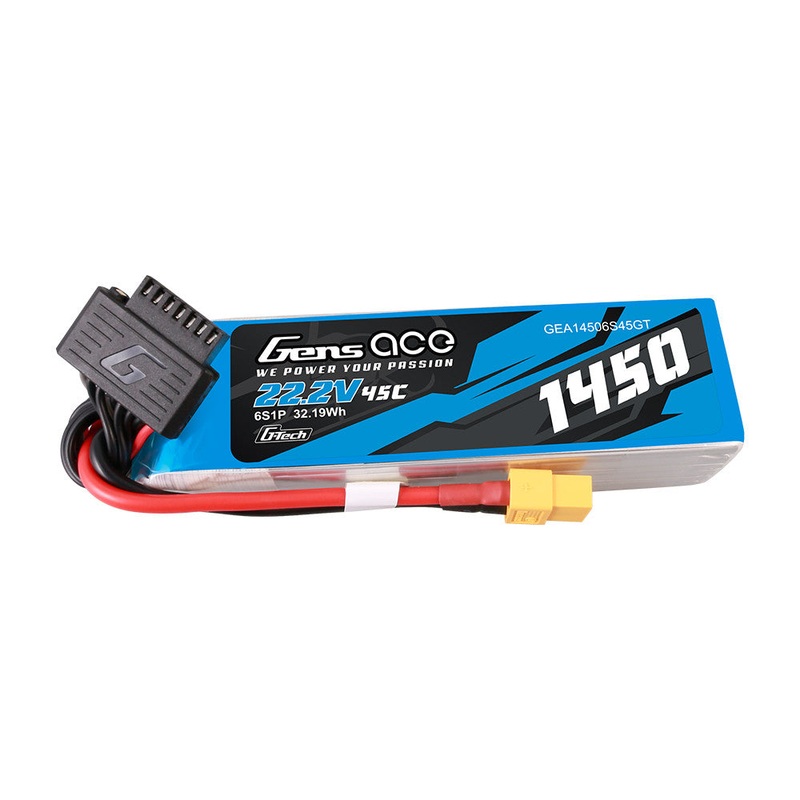 Gens ace 1450mAh 6S 22.2V 45C G-Tech LiPo battery pack with XT60 plug, G-tech-7P balance