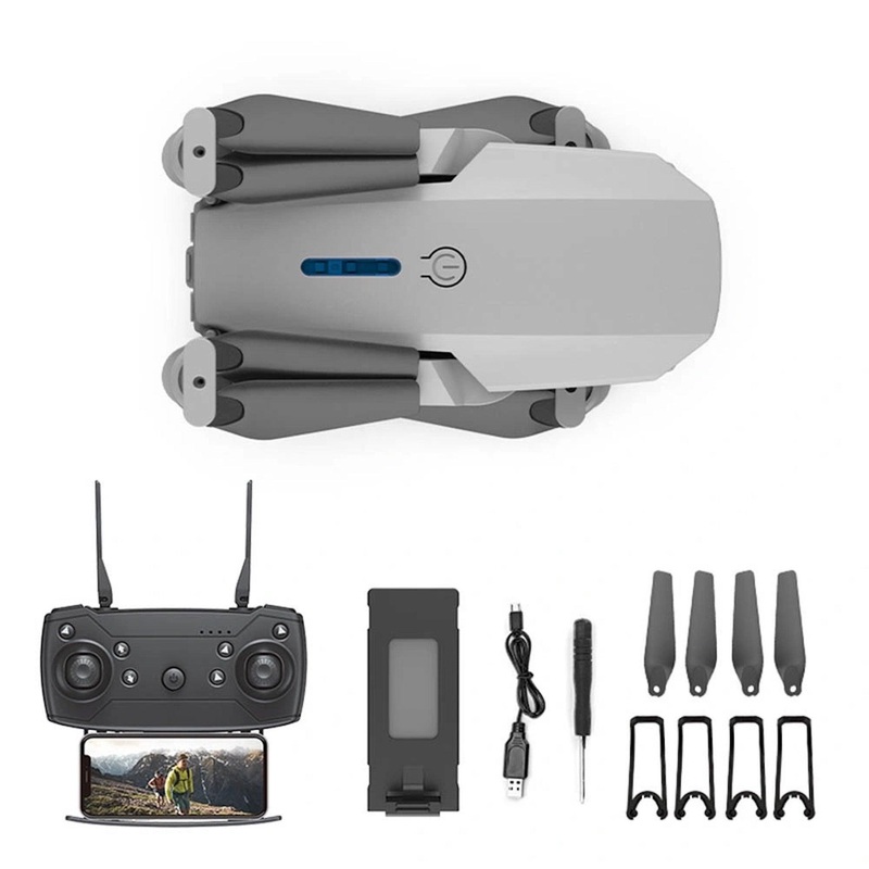 E88 Drone WiFi Fpv Mini Drone with Dual 4K HD Camera Wide-Angle Lens Mini Drone Black