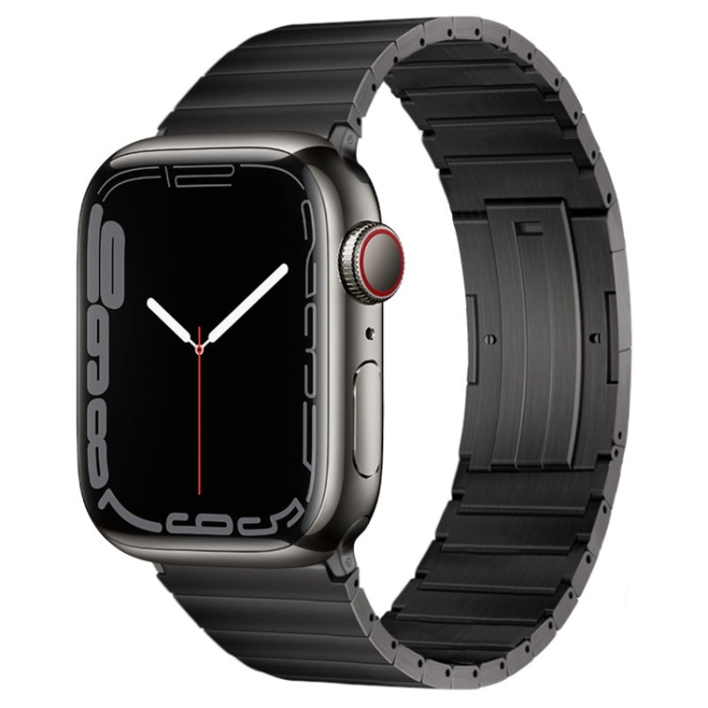 For Apple Watch Series 9 41mm PG60 Single Bead Bamboo Joint Titanium Metal Watch Band(Graphite Black)