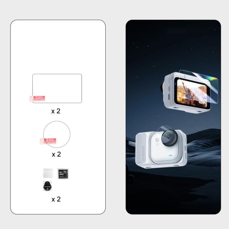 For Insta360 GO Ultra 2 Sets Screen Protector & Lens Film Kit Tempered Glass + Hydrogel HD Protection