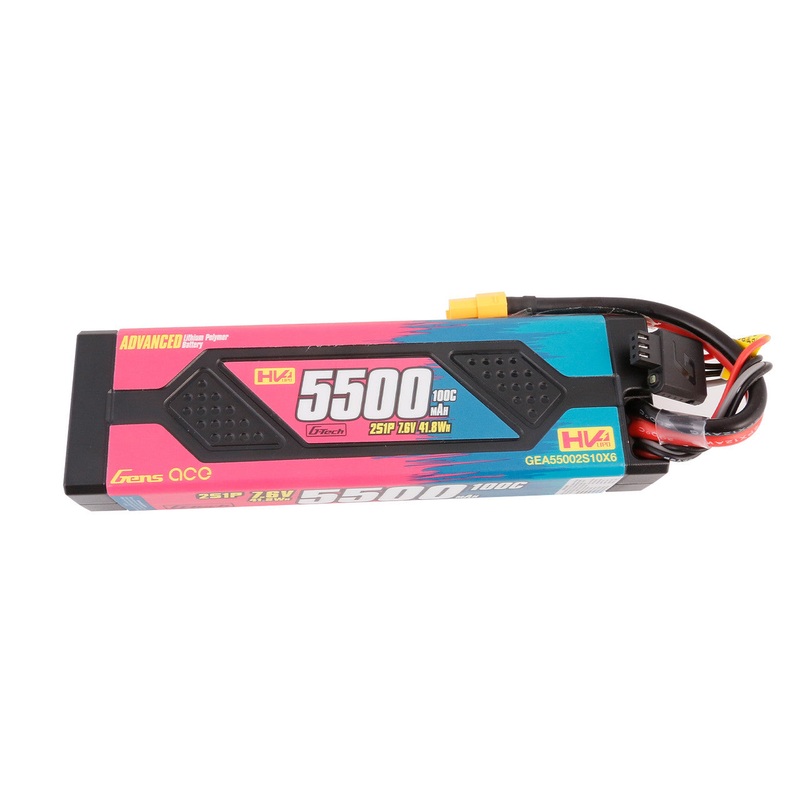 Gens ace Advanced 5500mAh 2S 7.6V 100C Hardcase LiHv Smart LiPo Battery Pack with XT60 Plug