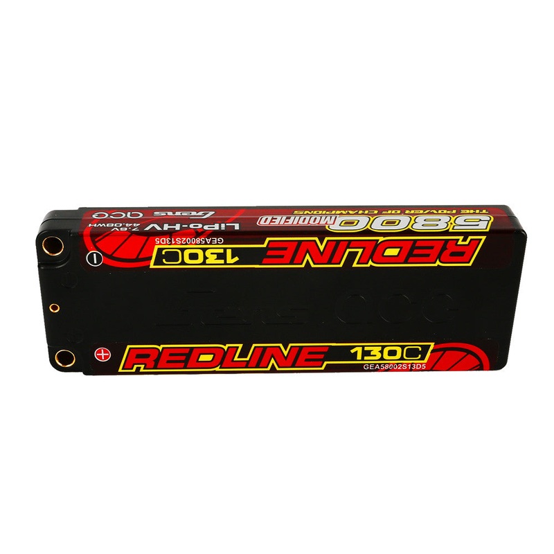 Gens ace Redline 56# HV 5800mAh 2S 7.6V 130C Hardcase LiPo Battery Pack, 5.0mm Bullet