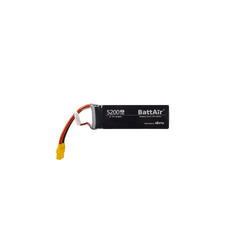 ISDT BattAir Smart RC LiPo Battery 2S 5200mAh 80C, App Monitoring, Cycle Logging, 1 Pack