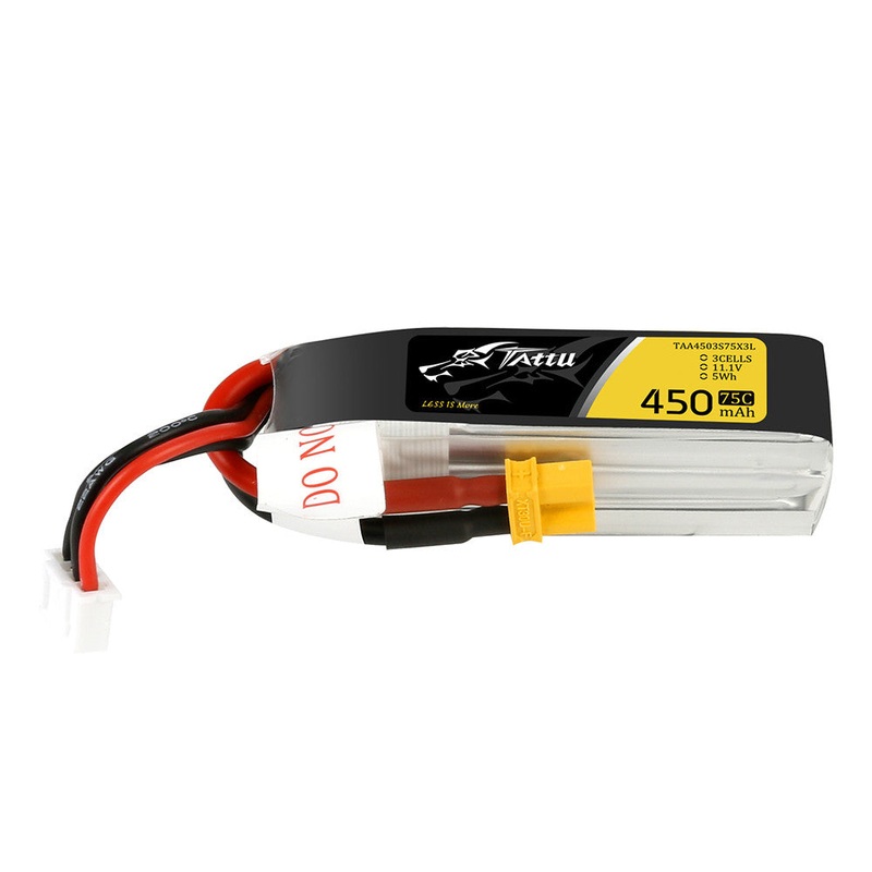 Tattu 450mAh 3S 11.1V 75C LiPo Battery Pack w/ XT30 Plug (Long Size) for H-Frame Micro FPV Quads