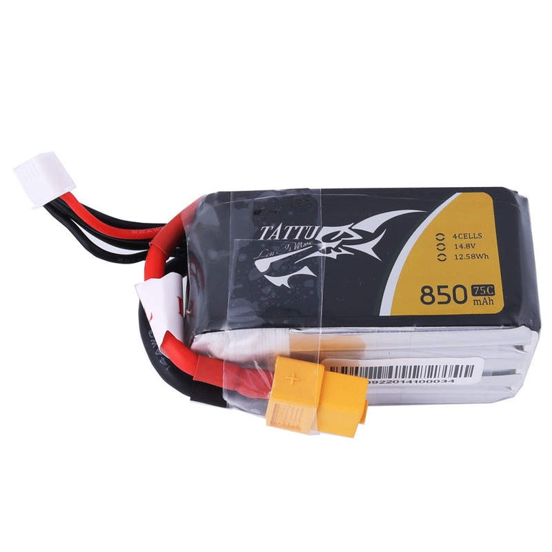 Tattu 850mAh 4S 14.8V 75C LiPo Battery Pack (4S1P) with XT60 Plug & JST-XHR-5P Balance Lead