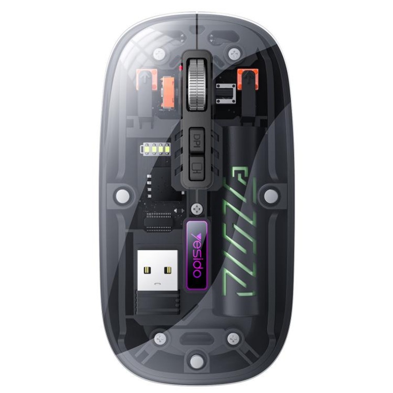Yesido KB29 Transparent Bluetooth Dual Mode Wireless Mouse(Black)