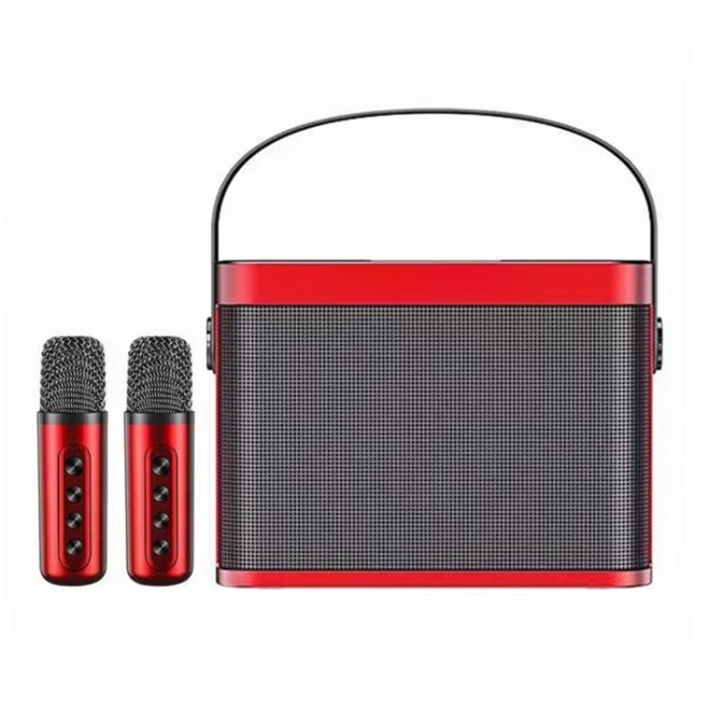 YS-219 Mini Portable Karaoke Wireless Bluetooth Speaker with 2 Microphones(Red)