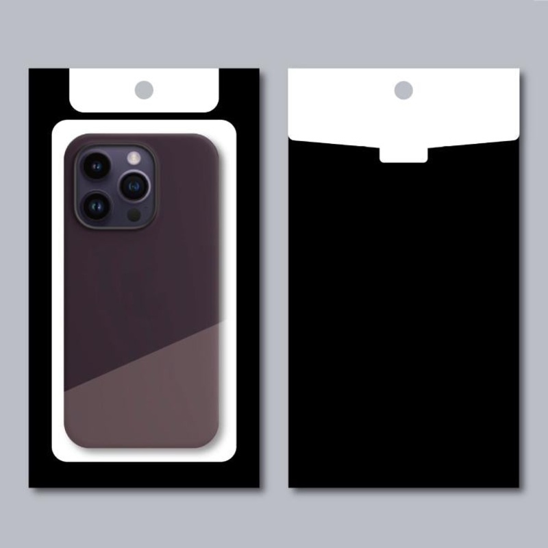 50pcs /Pack Phone Case Packaging Box Clear Window Cardboard Package Sealing Pouch(Black)