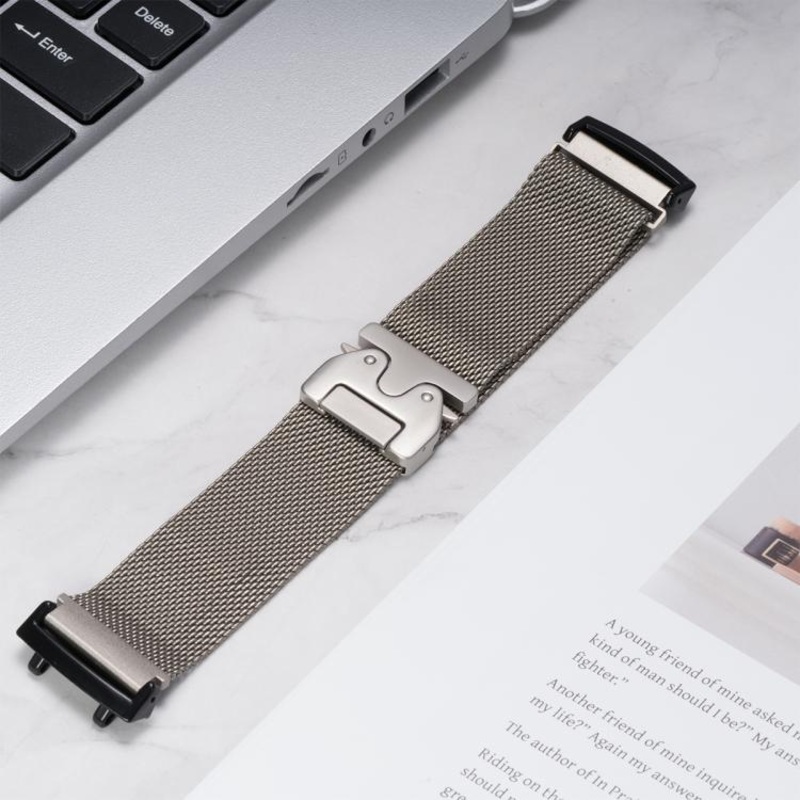 For Amazfit T-Rex Pro Parachute Snap Buckle Milanese Titanium Alloy Watch Band(Titanium)