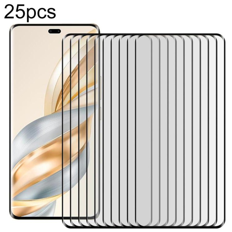 For Honor X60 Pro 25pcs Full Glue 9H HD 3D Curved Edge Tempered Glass Film(Black)