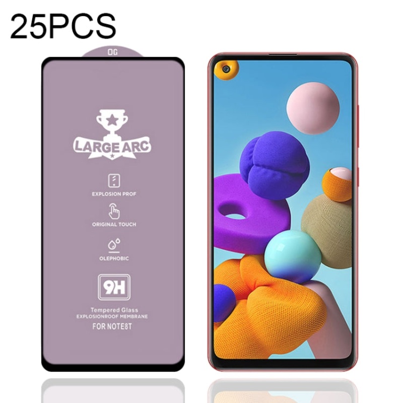 For Samsung Galaxy A21s 25pcs 9H HD Large Arc High Alumina Full Screen Tempered Glass Film