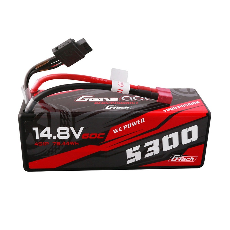 Gens ace LiPo Battery 5300mAh 4S 14.8V 60C HardCase G-Tech (14#) with Deans Plug