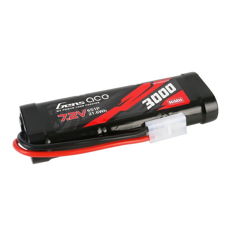 Gens ace NiMH Battery Pack 7.2V 3000mAh 6-Cell (6S1P) with Tamiya Connector for RC Cars