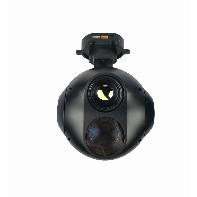 TOPOTEK KHP20A12 Dual Light Drone Gimbal - 20x Optical / 140x Mixed Zoom 4K Camera + 35mm 1280*1024 Thermal Imaging Camera With 3-Axis Stabilized Gimbal, HDMI/Ethernet Dual Video Output