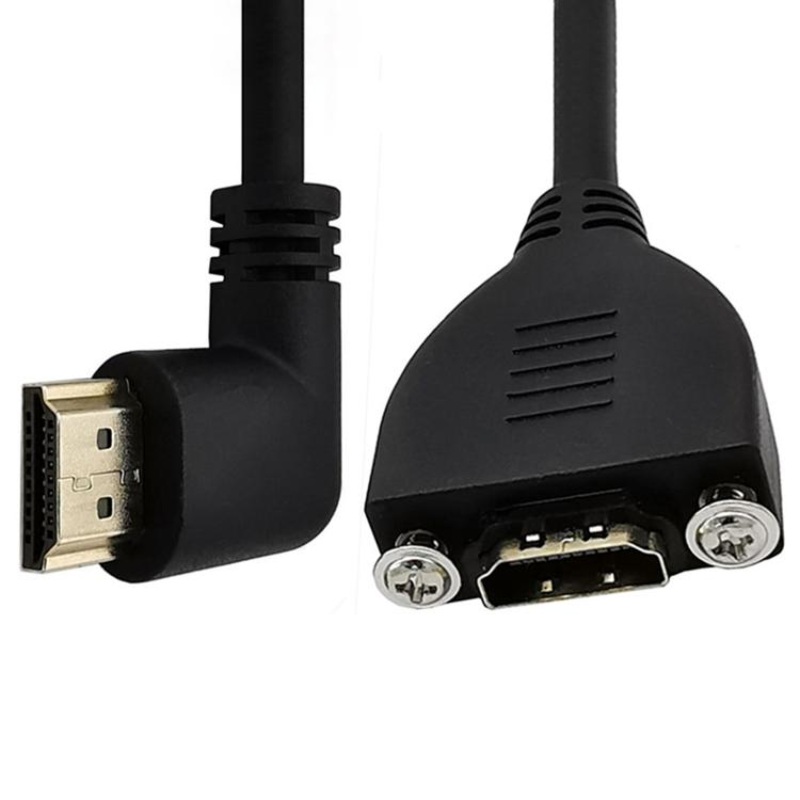4K 60HZ 2.0 Version HDMI Male to Female Fixed Extension Cable with Screw Holes, Length:0.2m(Right Elbow)