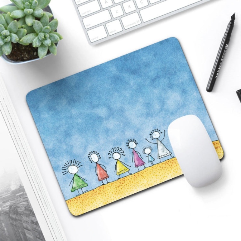 6 PCS Non-Slip Mouse Pad Thick Rubber Mouse Pad, Size: 21 X 26cm(Beach Family)