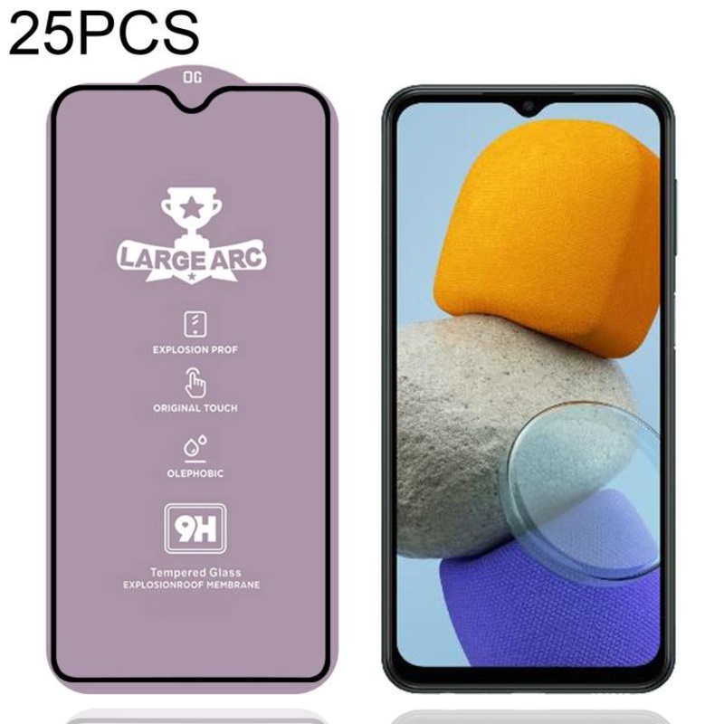 For Samsung Galaxy M23 25pcs 9H 0.4mm High Aluminum Large Arc Tempered Glass Film
