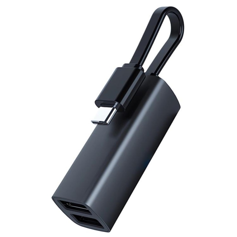 Type-C to USB3.0 and Dual USB2.0 Portable Multi-Functional Dock Station HUB Adapter(Black)