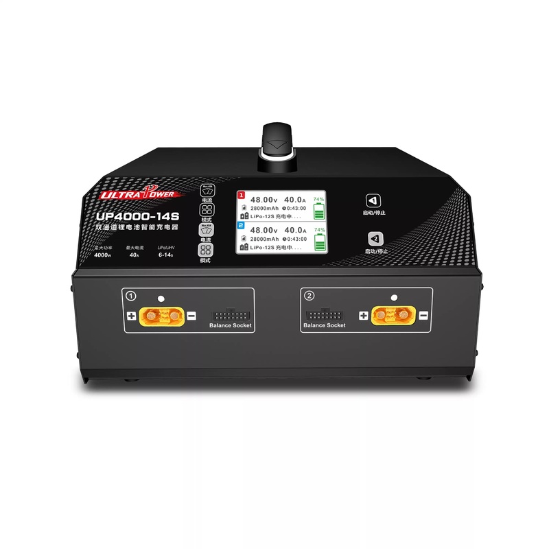 Ultra Power UP4000-24S Charger, 4000W 25A Dual-Channel 16-24S LiPo/LiHV Smart Balance Charger with 3.2" Screen