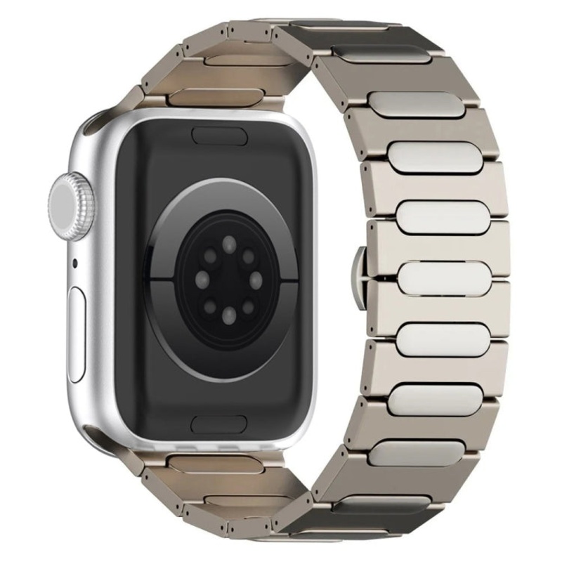 For Apple Watch Series 8 45mm Oval Butterfly Buckle Titanium Alloy Watch Band(Titanium)