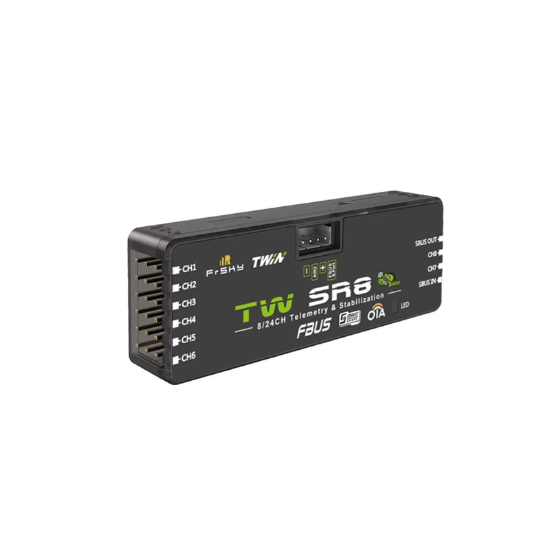FrSky TW SR8 Receiver - TWIN Dual 2.4G Band ADV Stabilizer 8 PWM Channel Ports Long Control Range Drone Receiver