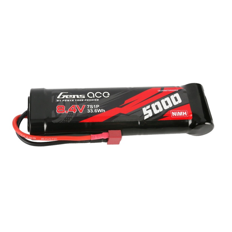 Gens ace 8.4V 5000mAh Ni-MH Battery Pack Flat Style with Deans Plug, 7S 7 Cell, 14# Wire
