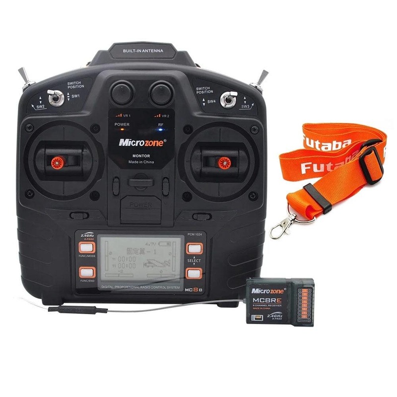 Microzone MC8B 2.4G 8CH Remote Control Transmitter & MC8RE/ MC9002 Receiver Radio System For RC Aircraft Fixed-wing Helicopter MC8B MC8RE Mode2