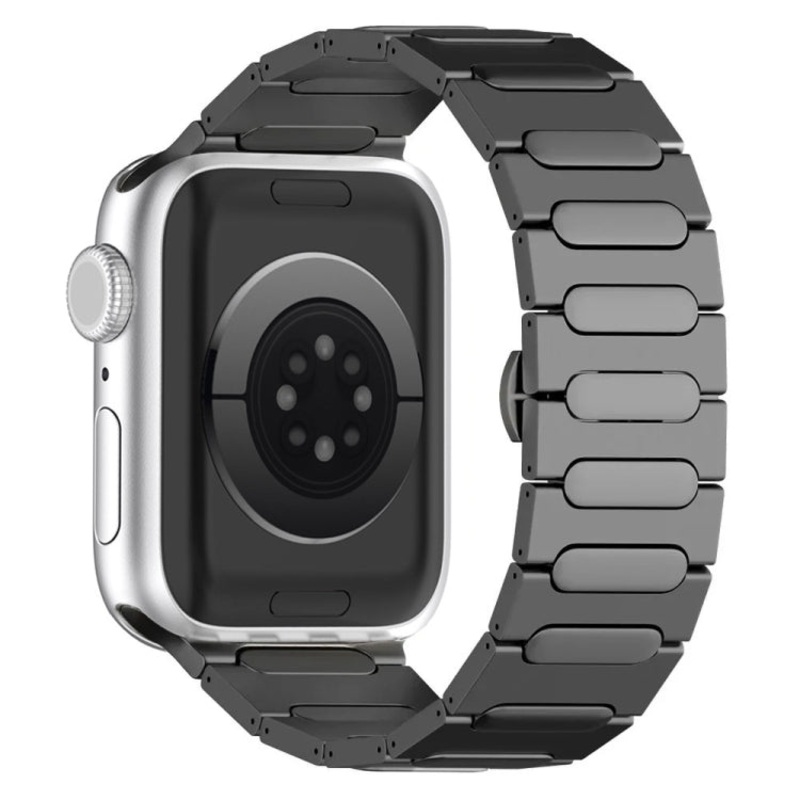 For Apple Watch Series 7 45mm Oval Butterfly Buckle Titanium Alloy Watch Band(Grey)