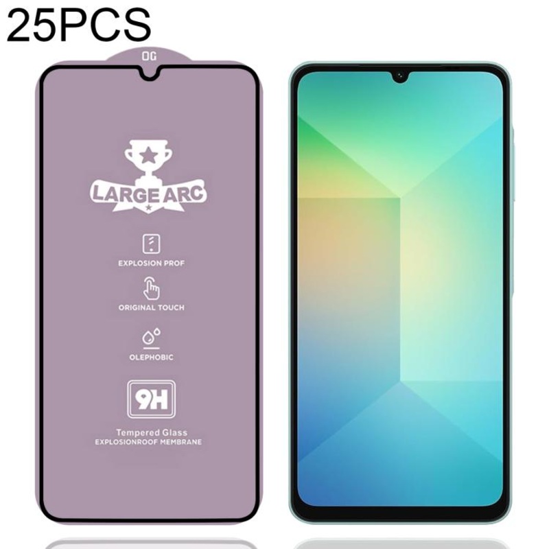 For Samsung Galaxy A06 5G 25pcs 9H 0.4mm High Aluminum Large Arc Tempered Glass Film