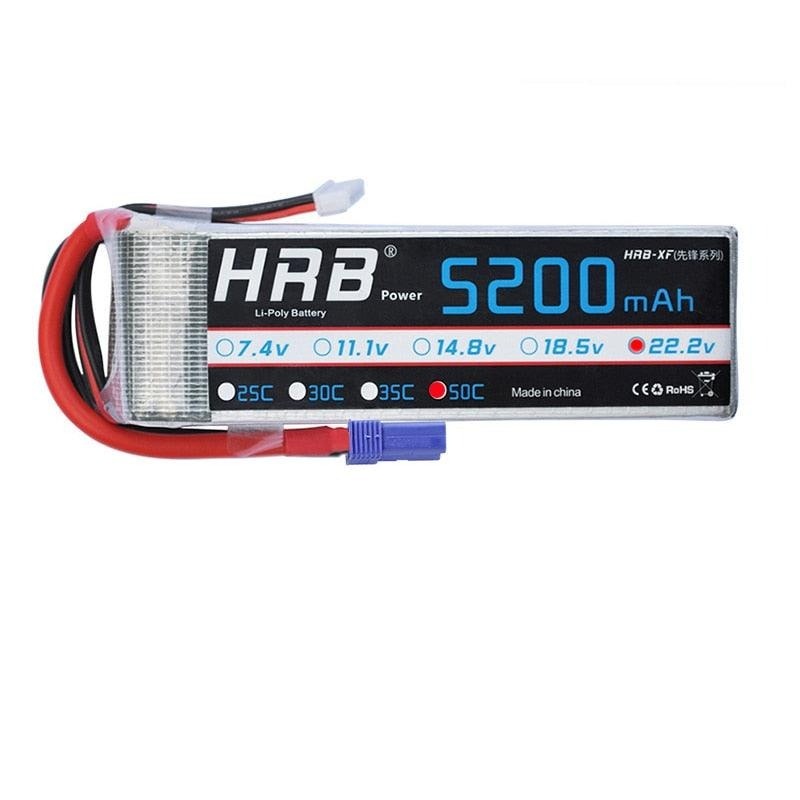 HRB Lipo 6S Battery 22.2V 5200mah - XT90 T Deans XT60 EC5 Plug 50C For RC FPV Heli Airplanes Buggy Cars Truck Bait Boats Parts Deans