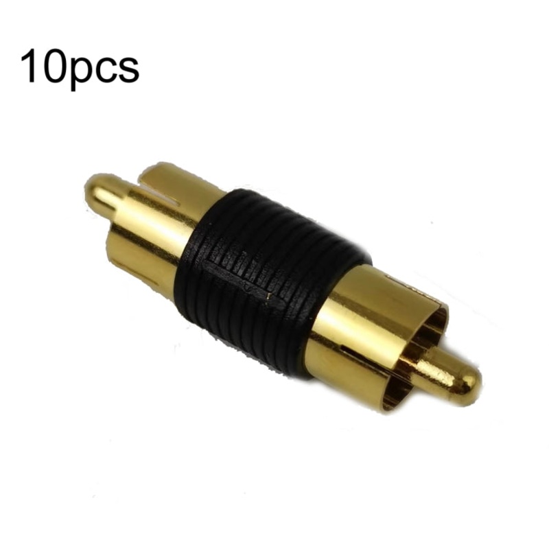 10pcs Gold-plated RCA Lotus Male to-Male AV Audio Adapter(Black)