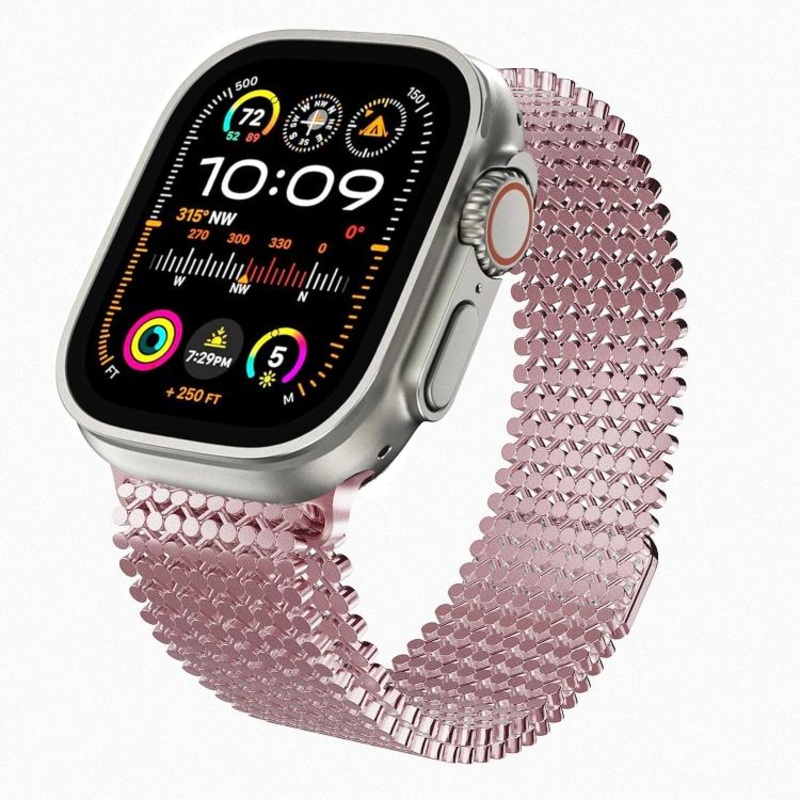 For Apple Watch 46mm / 49mm / 45mm / 44mm Molecular Arrangement Magnetic Stainless Steel Watch Band(Rose Pink)