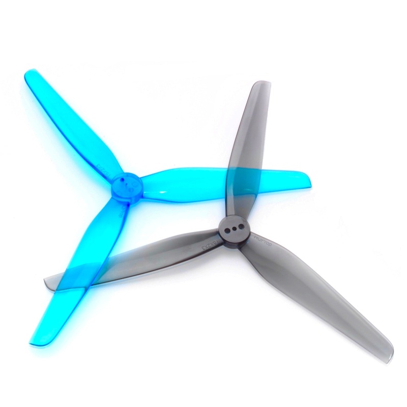 HQProp T5X2X3 5-Inch 3-Blade Poly Carbonate Propeller Set (2CW+2CCW), 2 Pitch, 2/1.5/2mm Blue