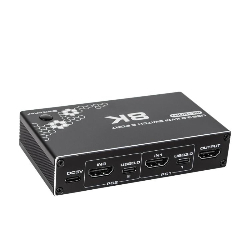 K1 2 Ports HDCP 2.3 RJ45 USB 3.0 Hubs Adapter 4K 120Hz HDMI 2.0b USB-C KVM Switch(Black)