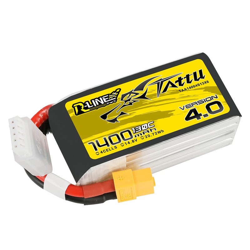 Tattu R-Line V4.0 1400mAh 4S 14.8V 130C LiPo Battery Pack with XT60 & JST-XHR-5P