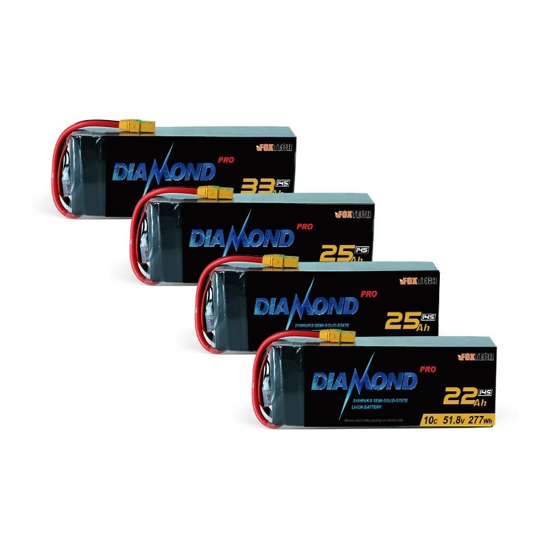 Diamond Pro 6S 22.2V 10C 310WH/kG 22000~33000mAh High Energy Density Semi Solid State Li-ion Battery for UAV Drone