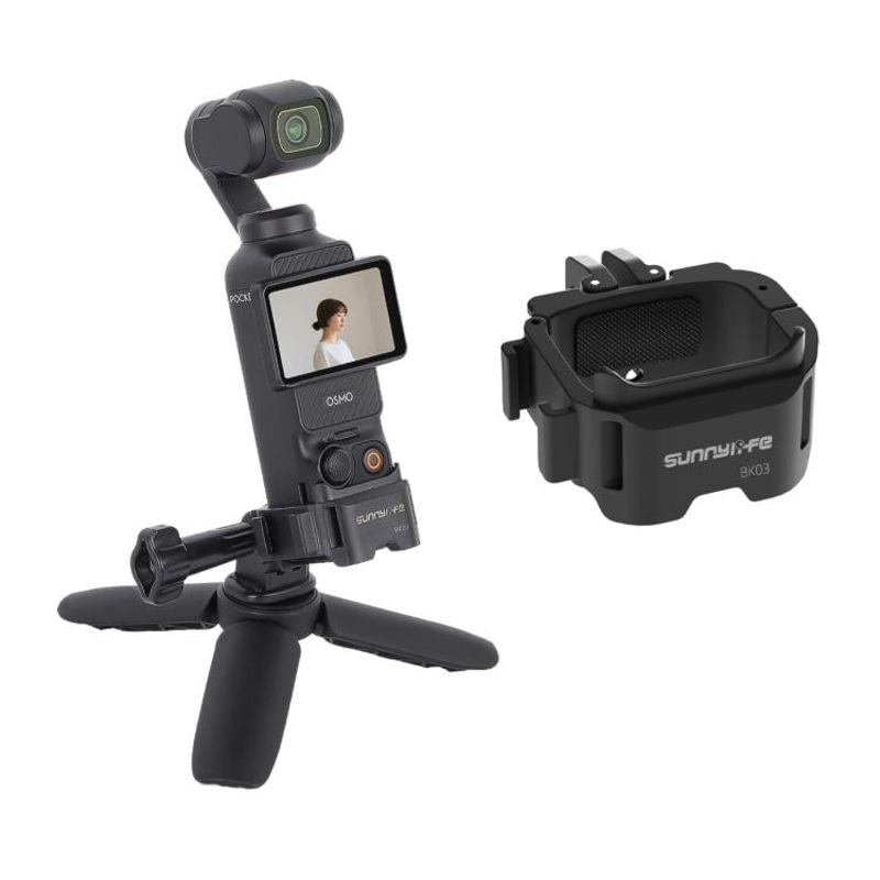 For DJI OSMO Pocket 3 Sunnylife Quick Release Adapter Mount Frame Two-Way Adapter Expansion Selfie Stick Tripod Adapter (Black)