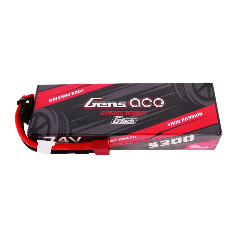 Gens ace G-Tech 5300mAh 2S 7.4V 60C HardCase LiPo Battery Pack 21# Deans Plug