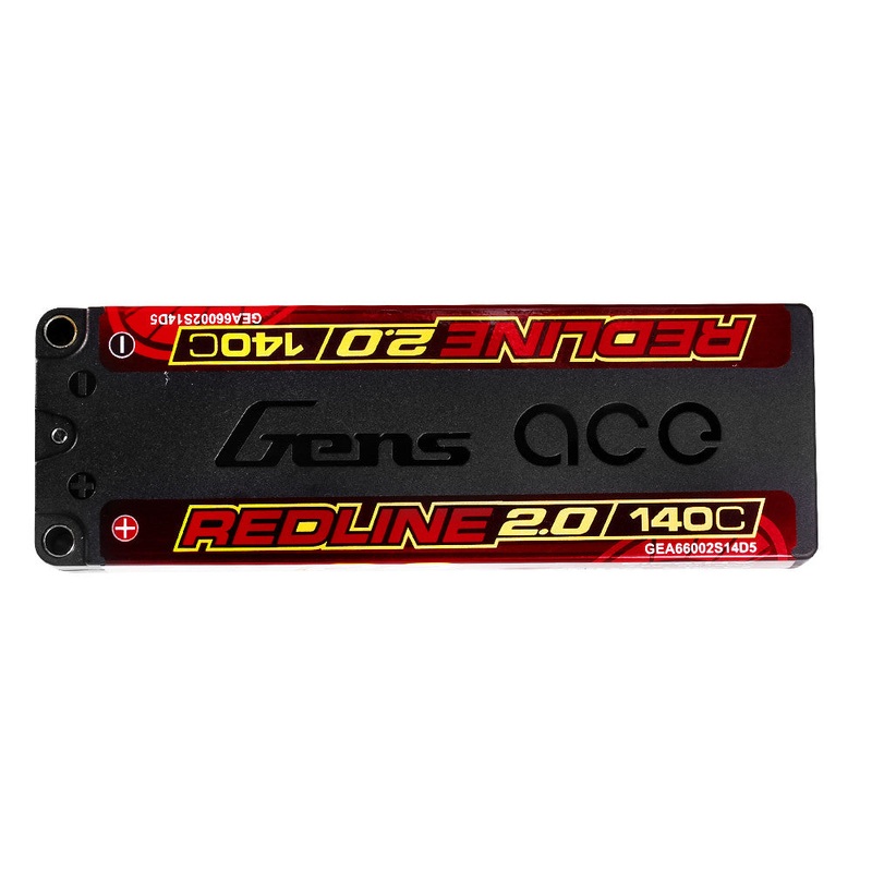 Gens ace Redline 2.0 131# 6600mAh 2S 7.6V 140C Hardcase LiPo Battery Pack, 5.0mm Bullet