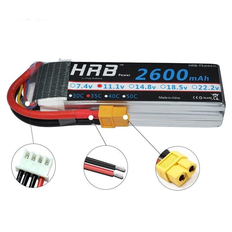 HRB Lipo Battery 2600mah T Dean 2S 3S 7.4V 35C XT60 Plug 11.1V 14.8V 18.5V 22.2V For Airplane Helicopter Drone FPV RC Parts 4S 5S 6S 2S 7.4V T Plug