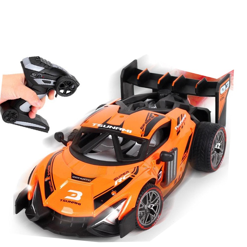 RC Car High Speed Car Radio Controled 1:18 2.4G 4CH Race Car Toys for Children Remote Control Kids Gifts RC Drift Driving Orange 1 battery