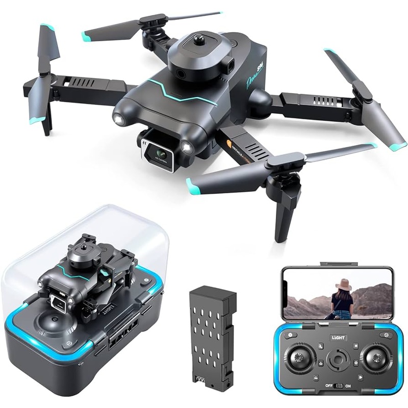 2024 New S96 Mini Drone - Professional 4K 360 Obstacle Avoidance Air Pressure Fixed Height Professional Foldable Quadcopter Toys Black-NoBag-1B