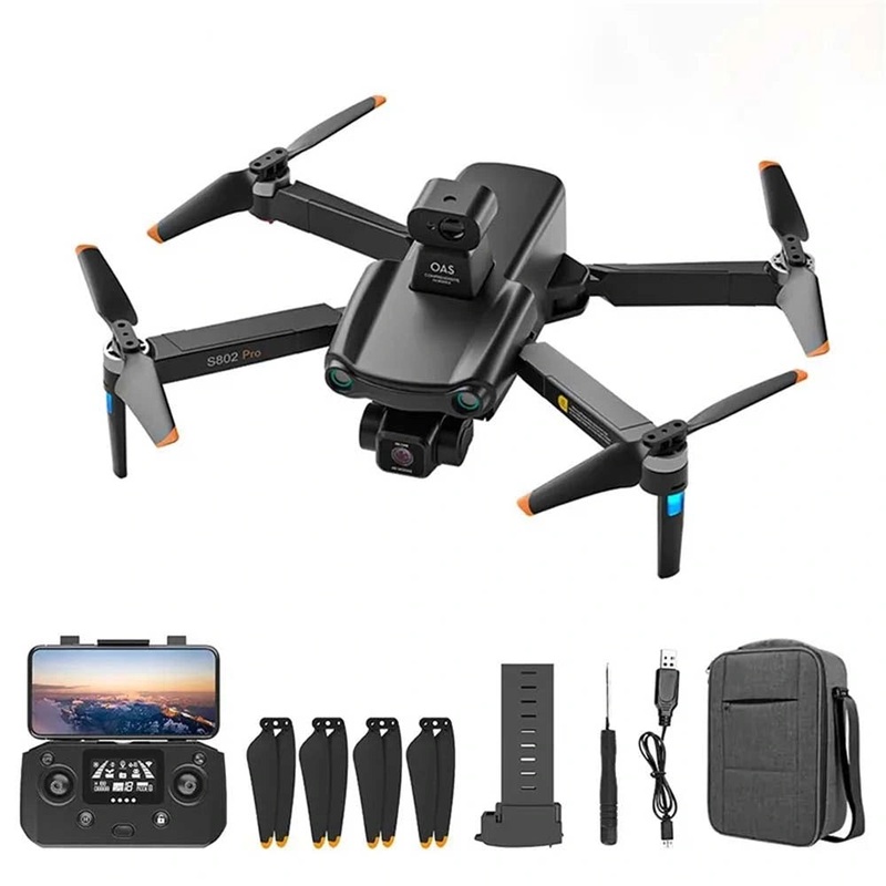 S802 Pro Drone - 4K HD Professional HD Camera GPS Laser Obstacle Avoidance 3-Axis Gimbal 5G WiFi FPV Dron RC Quadcopter Professional Camera Drone 1080P 1B