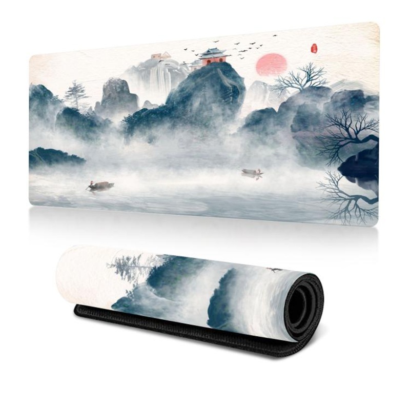 400x900x2mm Ink Painting Cherry Blossom Rubber Non-Slip Mouse Pad Desk Mat(Pattern 24)